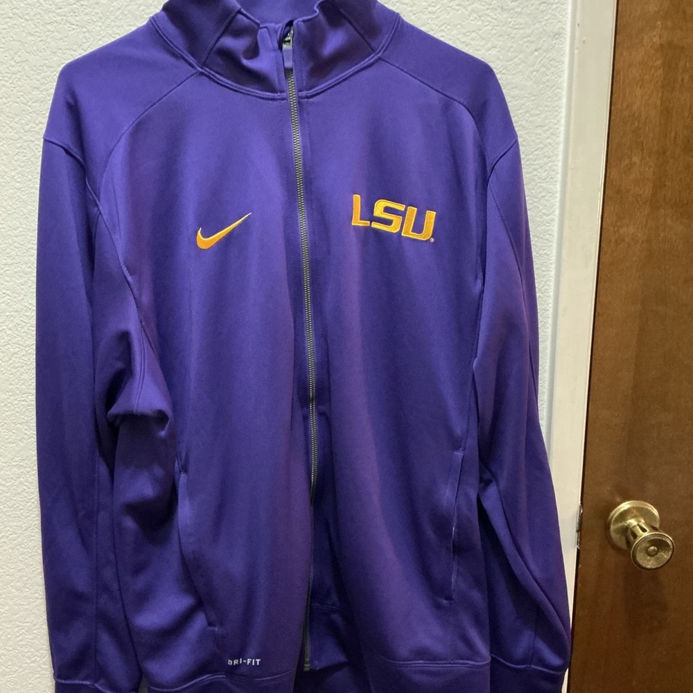 Louisiana State Tigers Jacket Mens L Purple Full Zip Dri-FIT Nike NCAA Football